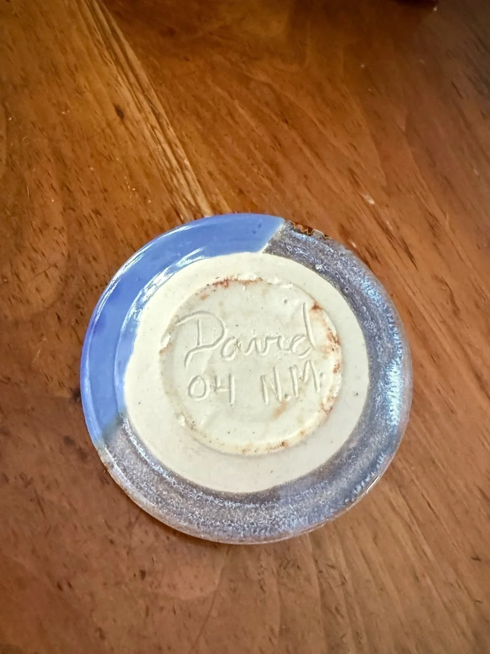 Handmade Pottery Cat Blue Trinket Ring Dish